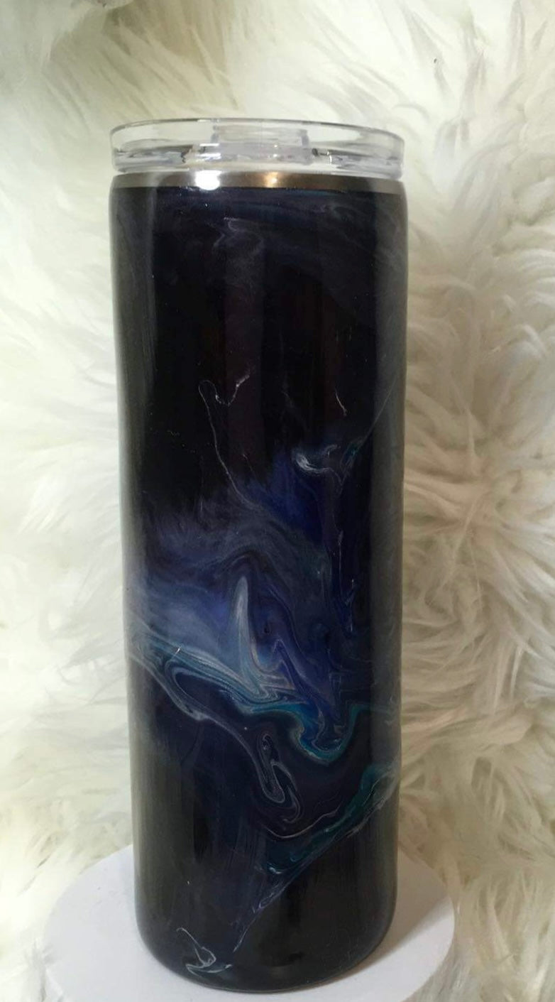 12. 20 oz. Straight Skinny (Blue/Silver Nebula)